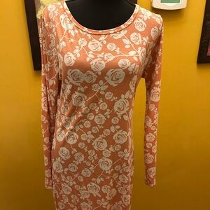 LuLaRoe Coral Floral Debbie Dress Size L